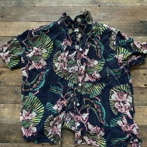 Vintage Levi’s Hawaiian Tropical Navy Button Down Shirt